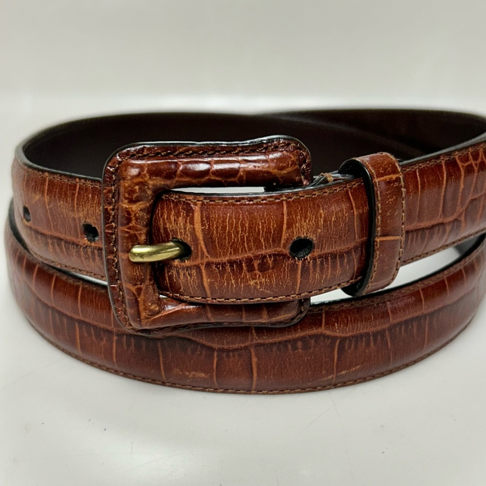 Woman’s Croc Print Coach Leather Belt